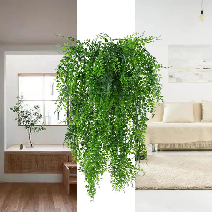 Artificial Plant Vines Wall Hanging Rattan Leaves Branches Outdoor Garden Home Decoration Plastic Fake Silk Leaf Green Ivy Lazada Singapore - Artificial Plant Wall Mounted Indoor Outdoor