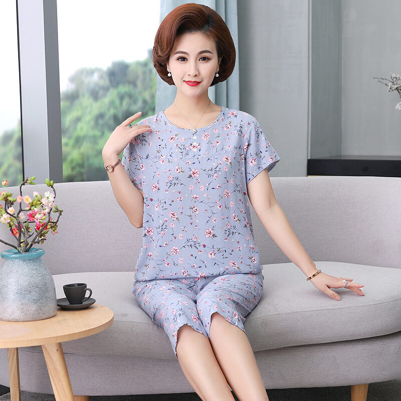 Nơi bán Mùa Hè Mới 2020 Bộ Đồ Ngủ Bằng Lụa 40 Cotton Cho Mẹ Váy Trung Niên Và Người Cao Tuổi Thời Trang In Phần Mỏng Nhà Sản Xuất Hai Mảnh Được Phê Duyệt