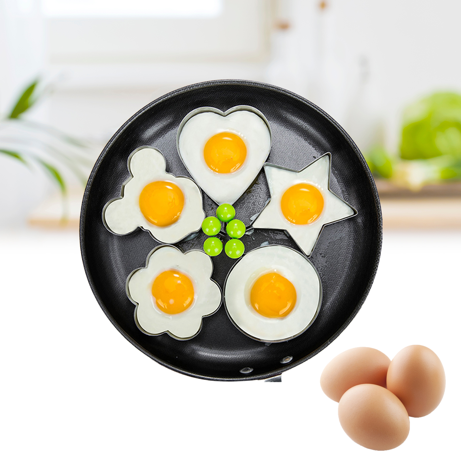 Jiam Stainless Steel 5pcs Fried Egg Pancake Omelette Mold Frying Egg Cooking Tools