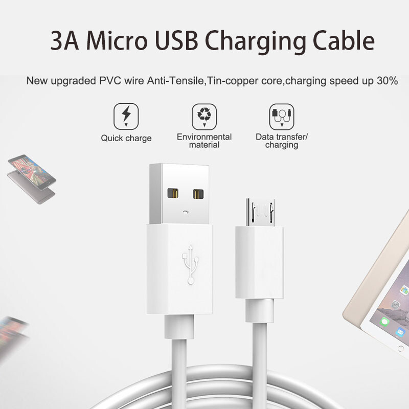VAORLO 3A USB Micro Charging Cable Flash Charge Data Cable Fast Charging For Android Devices Huawei Xiaomi Oppo Vivo Charger Cable