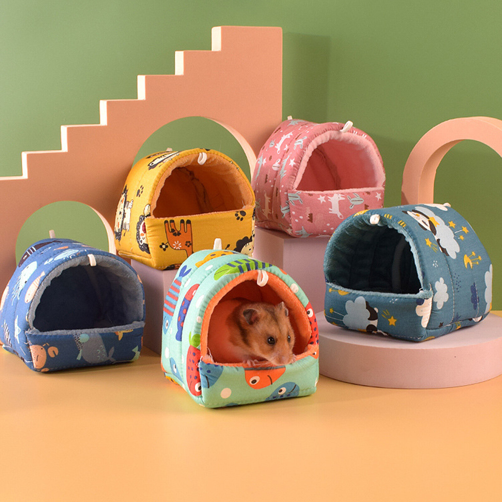 Accieey Lovely Hamster House No Deformation Pet Hideout Warm Cartoon Hamster Rat Hammock Nest Bed Cage Accessories