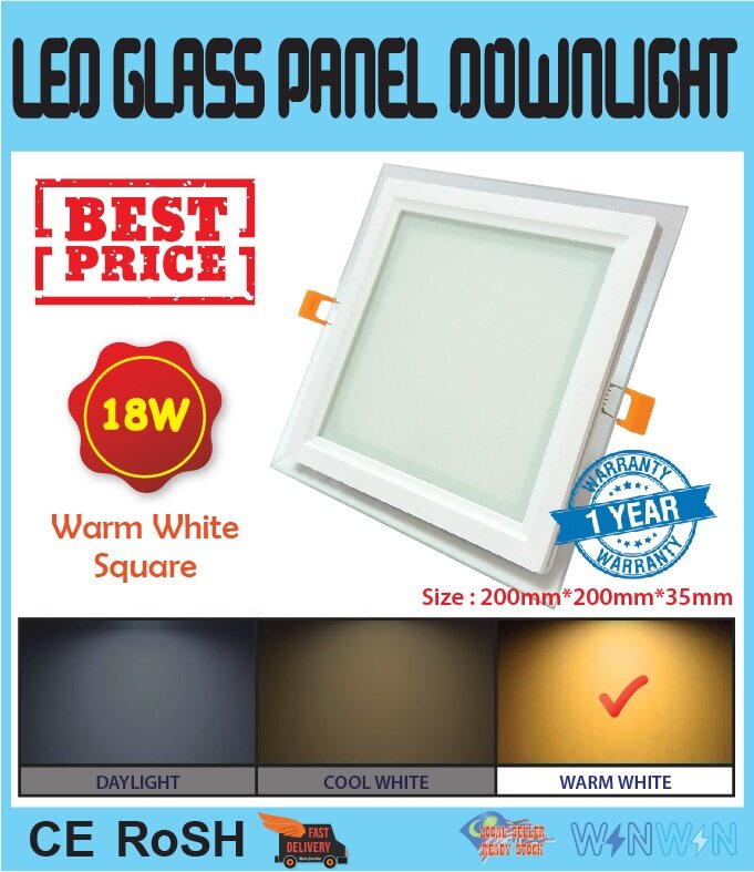 Lampu LED Siling Kaca Bulat Segi Empat 12W 18W | Lazada