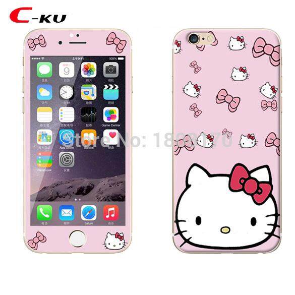 2.5D 9H Kartun Pelindung Layar Kaca Keras Film Kembali Casing TPU untuk iPhone 8 7 6 6S Plus SE 5 5s Depan cover Paket 10 Pcs