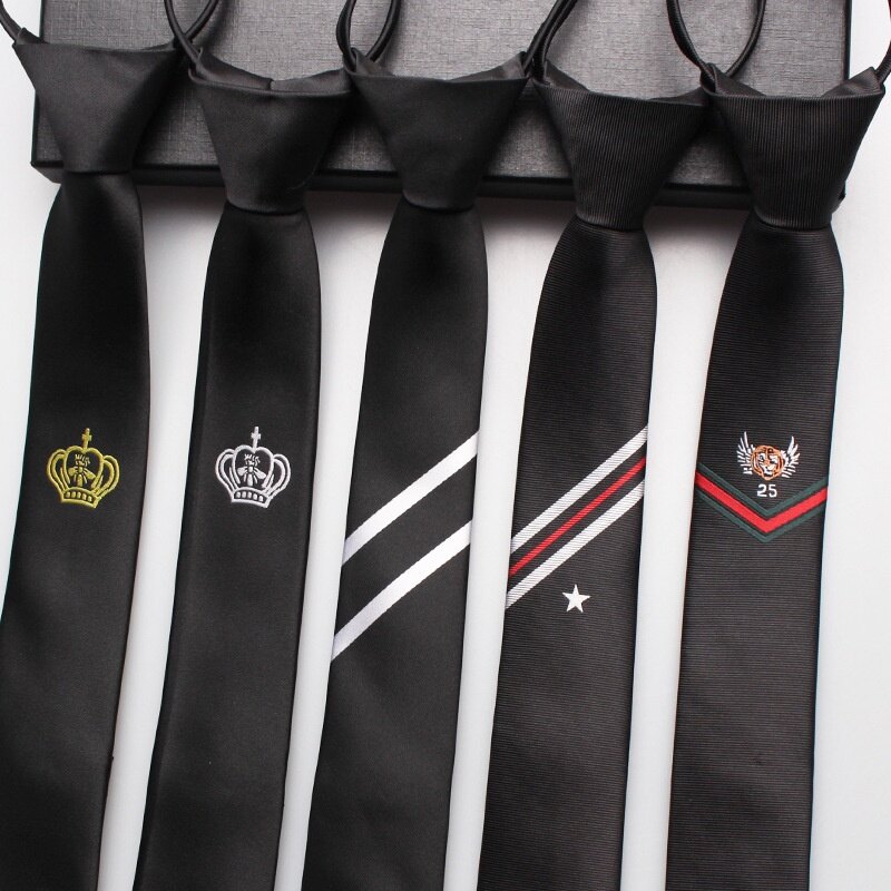 2022 Polyester Zipper Lazy Tie LOGO Printed Mark Tie