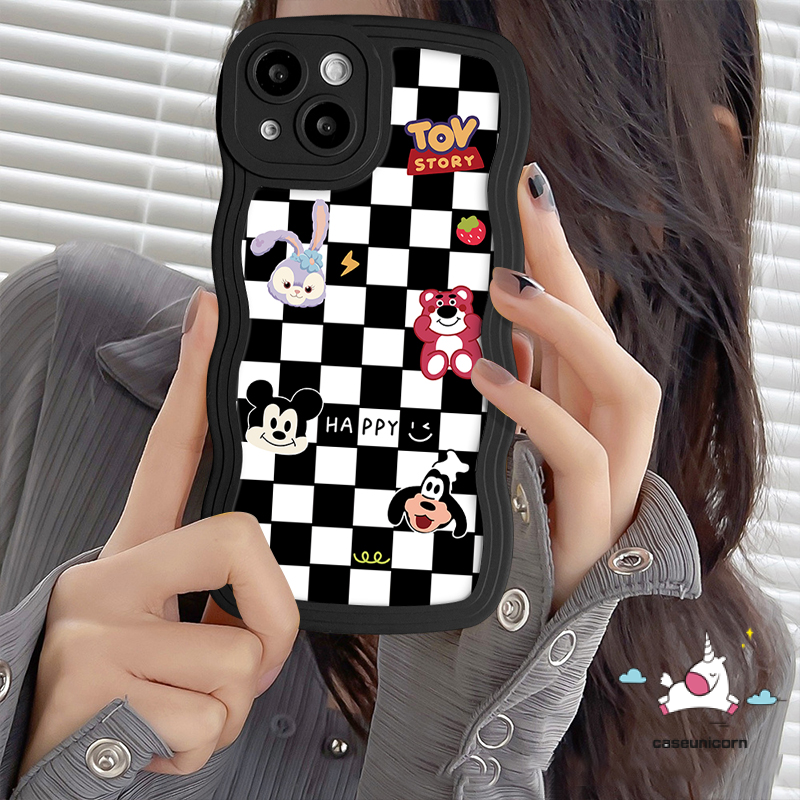 Oppo A57 A54 a17k A78 A58 A95 A17 A15 A16 A96 A7 A74 A12 a16s A5S A55 A76 a1k A77 A3S A5 A9 a16k a77s A53 A52 RENO 8t 8 5F 7Z 6 bàn cờ dễ thương khủng long hoạt hình cười cạnh lượn sóng vỏ mềm