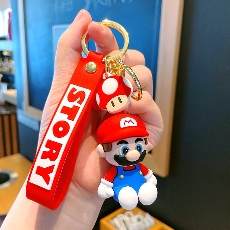 1PCS Game Super Mario Doll Keychain PVC Character Luigi Koopa Mario Figurine Cartoon Key Ring Collection Pendant Birthday Gift