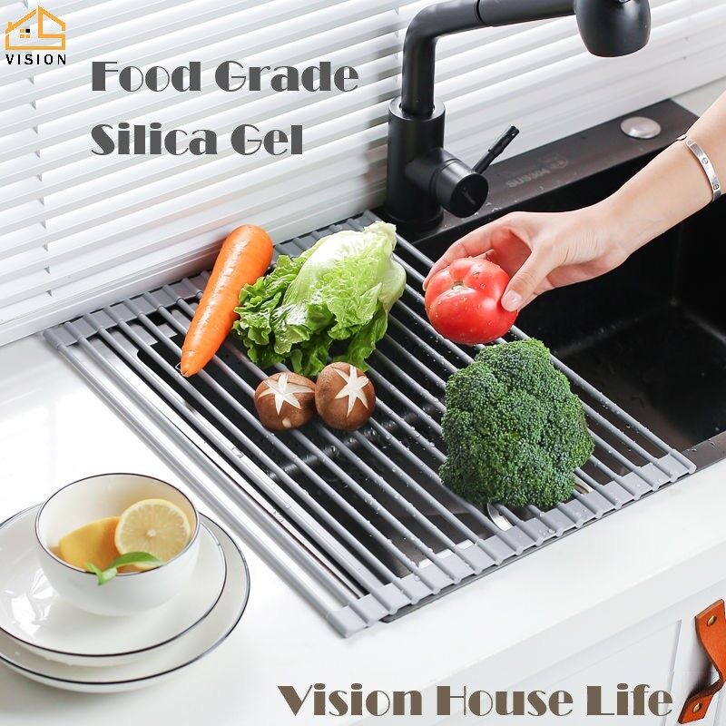 Giá Để Ráo Nước Bồn Rửa Có Thể Gập Lại Tầm Nhìn Tấm Thoát Nước Bằng Silicon Giá Để Đồ Nhà Bếp Giá Đựng Bát Đĩa Và Bộ Đồ Ăn Giỏ Thoát Nước Bồn Rửa Tấm Cách Nhiệt