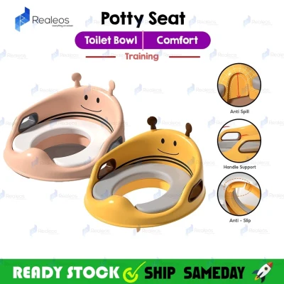 HOT⊙ babyhappy Realeos Bee Baby Children Kids Potty Training Toilet Seat with Handle Fit Toilet Bowl Chair Soft Cushion - RF76