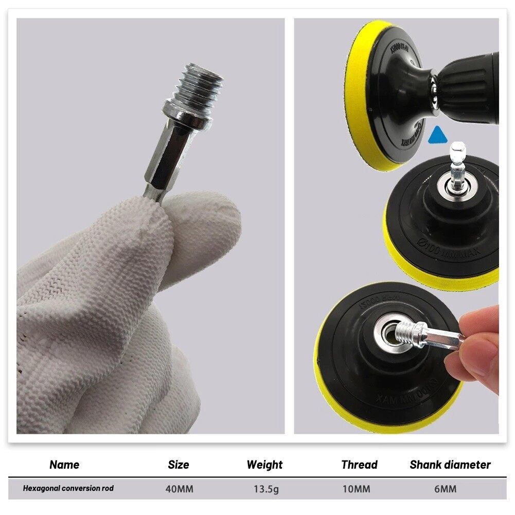 Hexagon Connecting Rod M10 Metal Polishing Workshop 3pcs Adapter Chuck