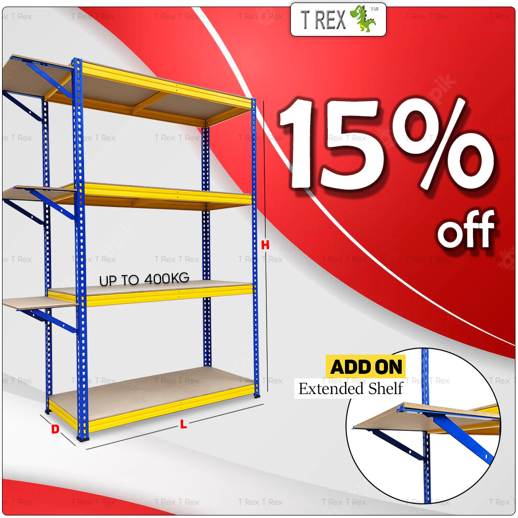 T Rex 4 Tier Warehouse Boltless Rack / Home Storage Rack / Boltless ...