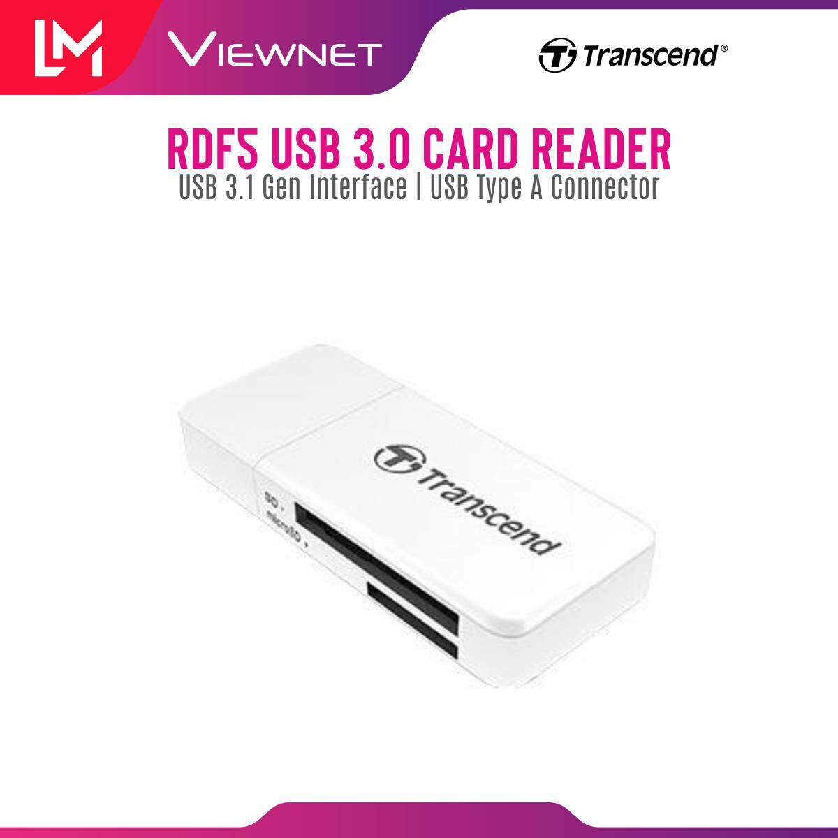 Transcend RDF5 USB 3.0 SD/microSD Card Reader (Black / White / Pink ...