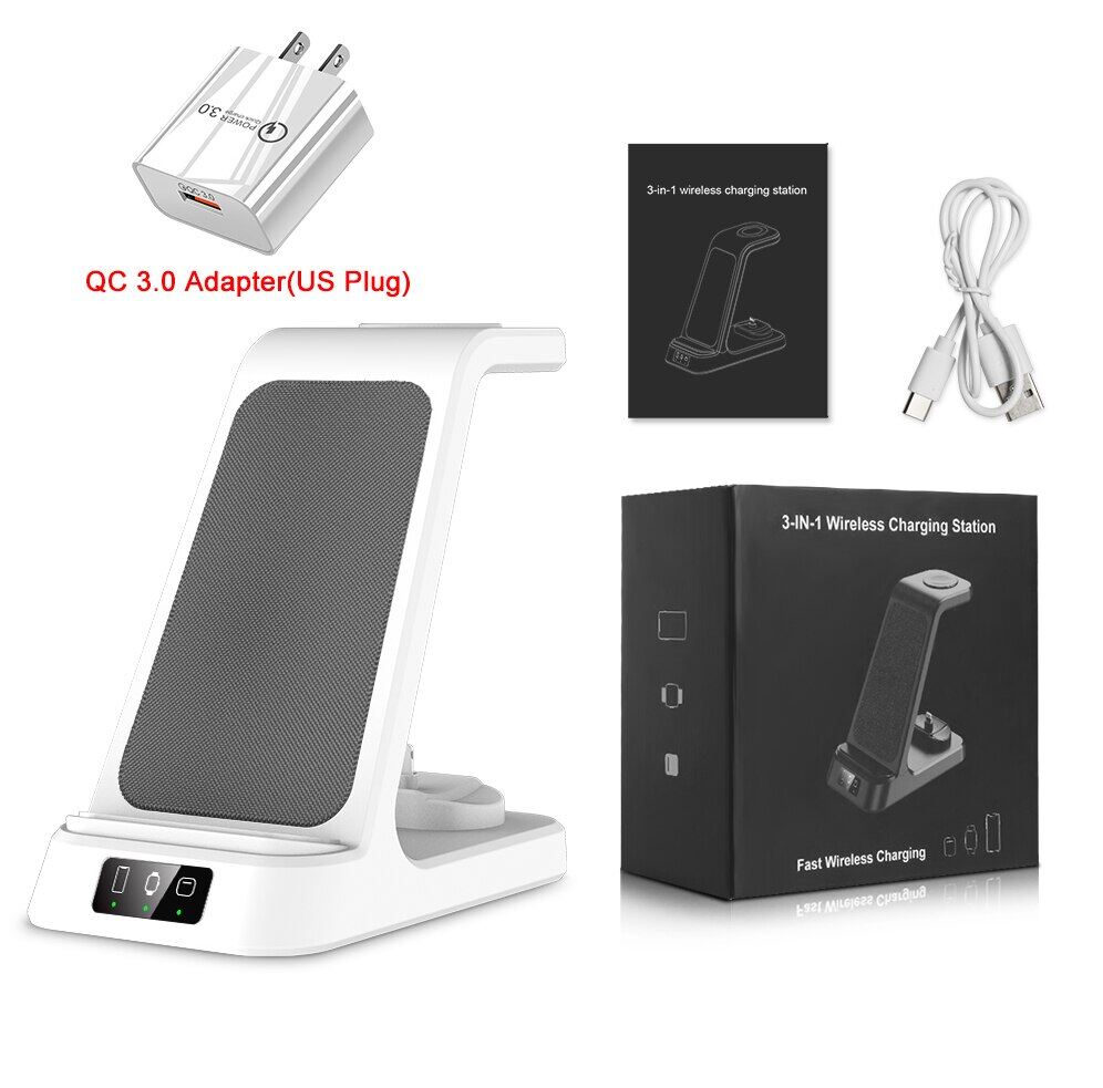 Wireless charger 3 in 1 for iphone 14 13 12 pro max 15w qi fast charging dock station for apple watch series 8 7 chargers stand