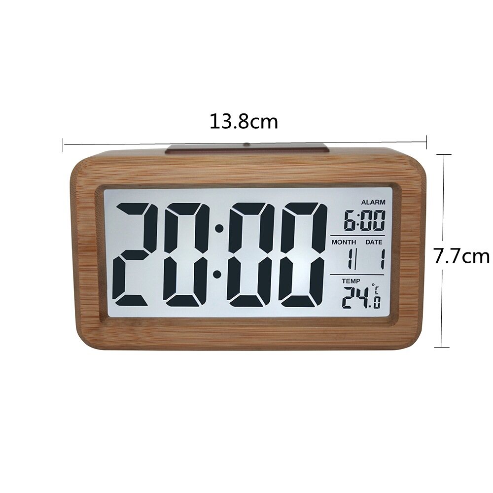 Solid wood] creative electronic clock simple solid wood alarm clock fashion electronic gift smart clock