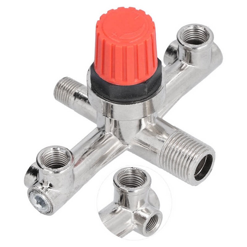Air Compressor Switch Tube Double Outlet Metal Valve Pressure Nonadjustable Fitting Accessory