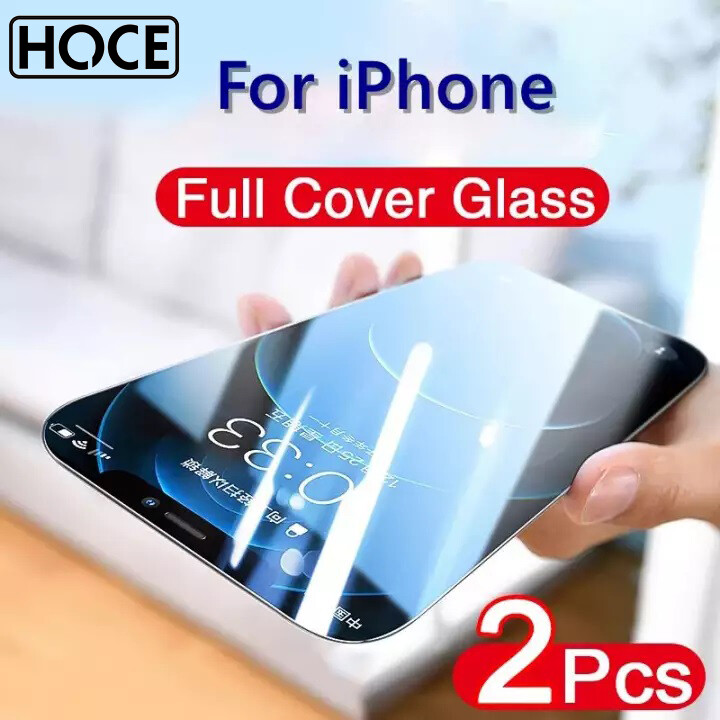 Hoce 2pcs full coverage glass on for iphone14 13 12 11 pro max 12 13 mini x xr xs max 7 8 14plus se 2020 tempered glass film iphone x xs xr xs max screen protector