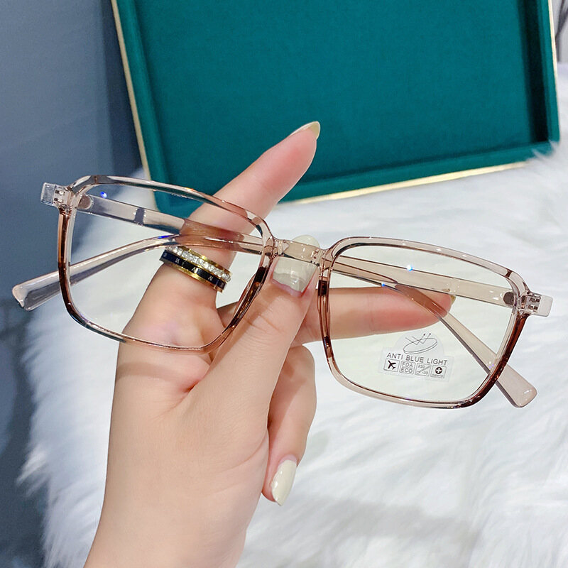 JN IMPRESSION New Myopia Finished Glasses TR Anti-blue Flat Mirror Female Korean Version of Retro Small Box Students Minus The Number of Glasses 0°-minus6.0