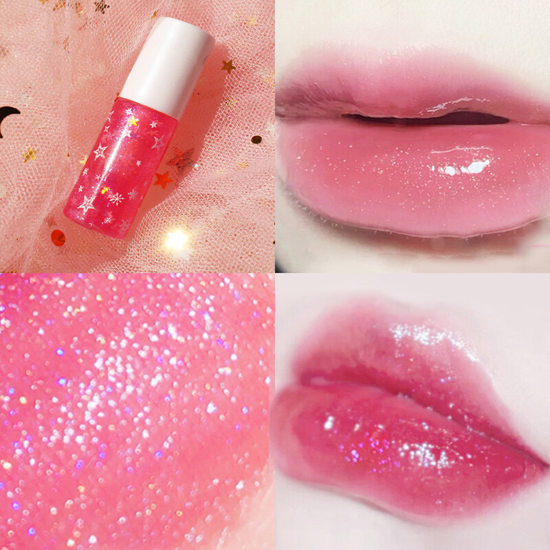 Alluring Pink Lip Gloss 6 Colors Makeup Glitter Lipstick Girl Plump Lip Oil Moisturizing