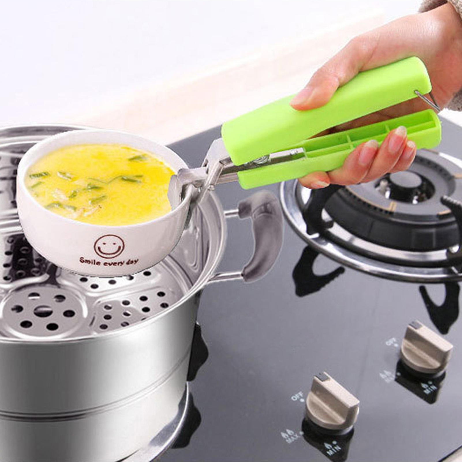 Greenbox Non-Slip Ergonomic Handle Spring Design Bowl Clip Anti ...