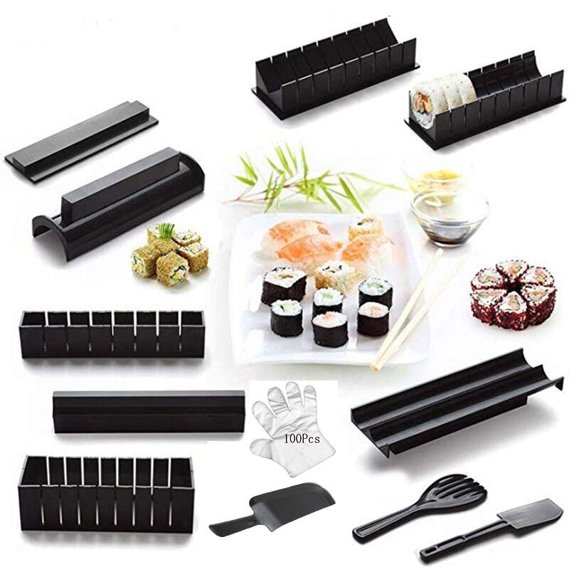 Bộ dụng cụ làm sushi 12 món bộ dụng cụ làm sushi bằng nhựa dụng cụ nhà bếp/bộ sushi/khuôn làm sushi/khuôn cuộn bánh cơm viên