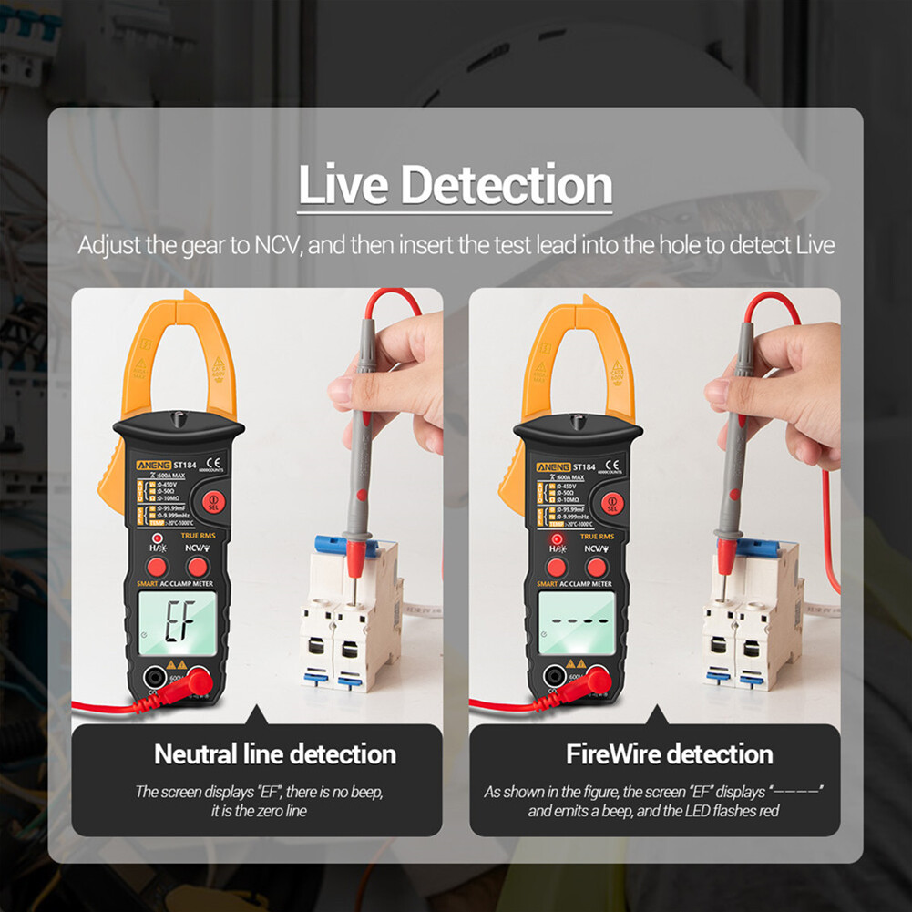 ST184 Digital Clamp Meter Multimeter True RMS AC/DC Voltage Current Tester