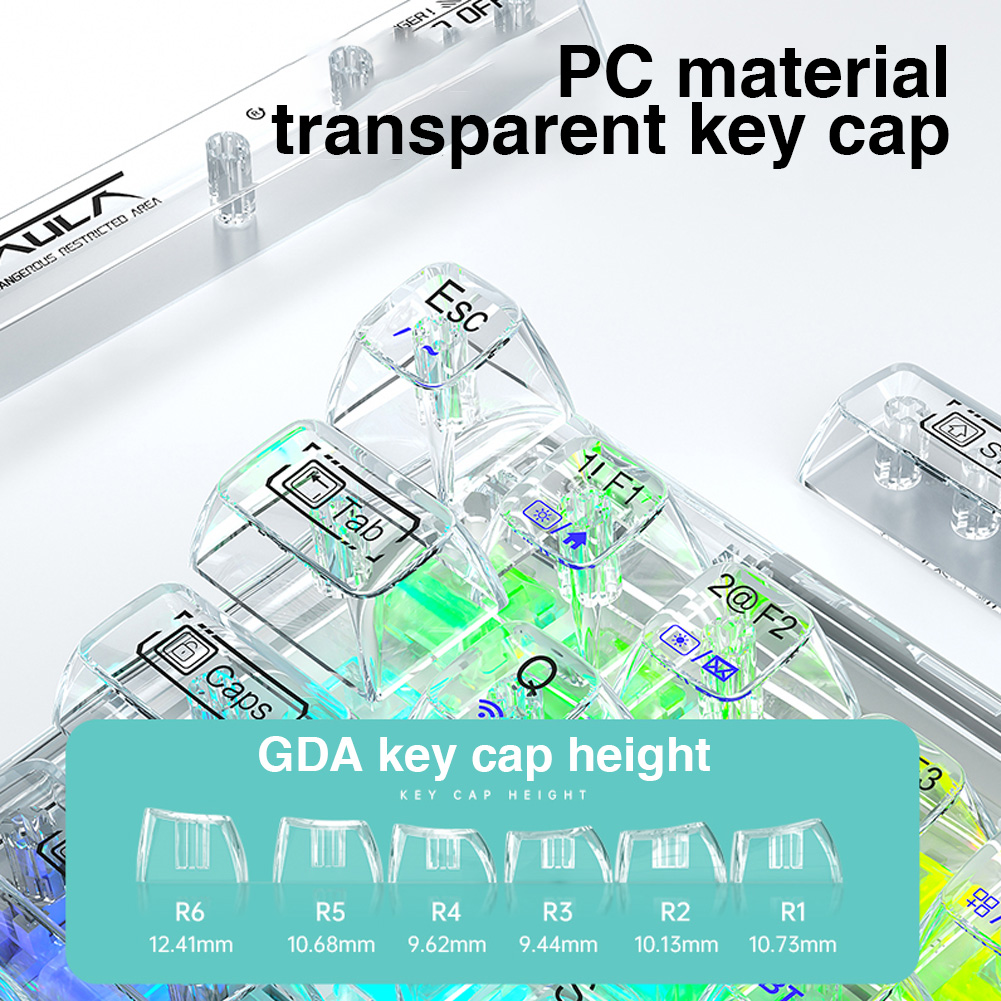 F68 AULA F68บลูทูธไร้สาย3โหมดคีย์บอร์ดแบบกลไก Hotswap RGB 68 Keycap ปรับ ...