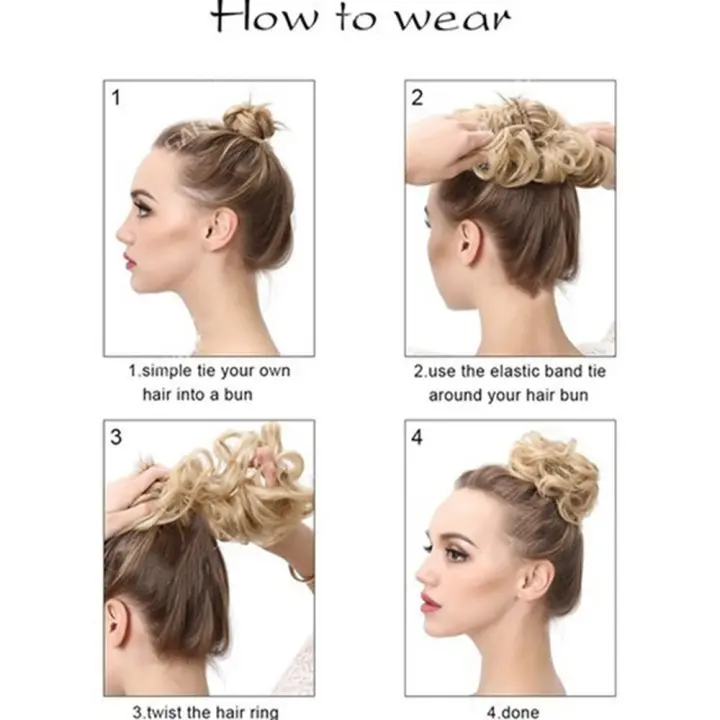1 Curly Fake Hair Piece Messy Ponytail Scrunchie Elastic Hair Bun