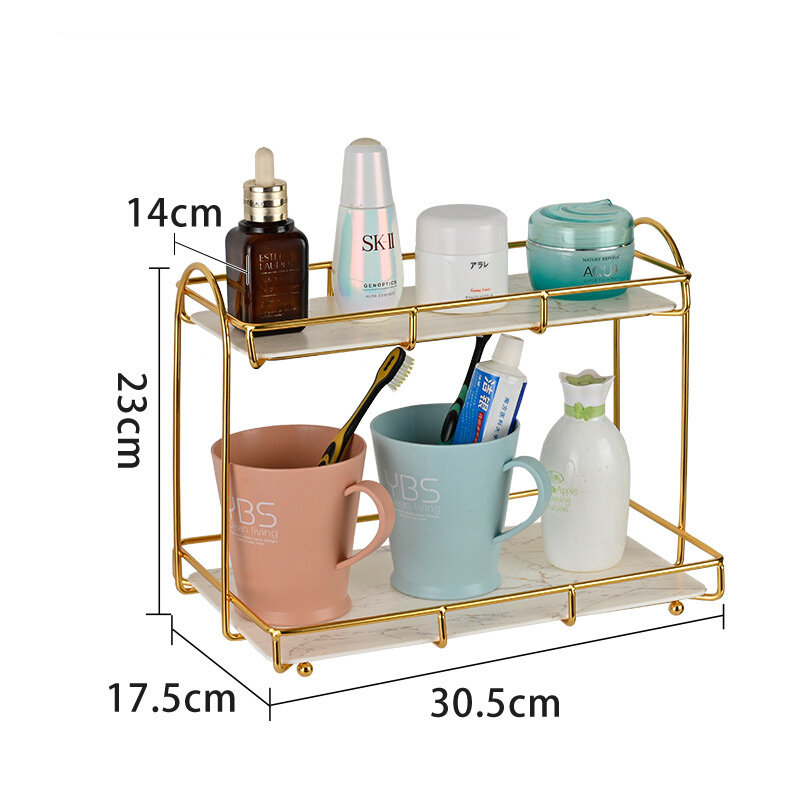 Double gold floor bathroom rack bathroom storage perfume cosmetics rack bathroom rack wholesale