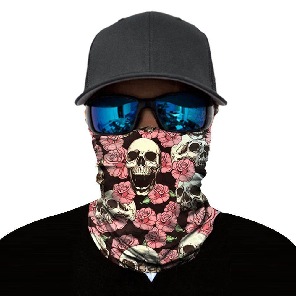 Motorcyclesaccessories Outdoor Sports Anti Uv Breathable Skull Floral Printed Neck Warmer Cycling Bike Bicycle Riding Face Mask Head Scarf Headband By Motorcyclesaccessories