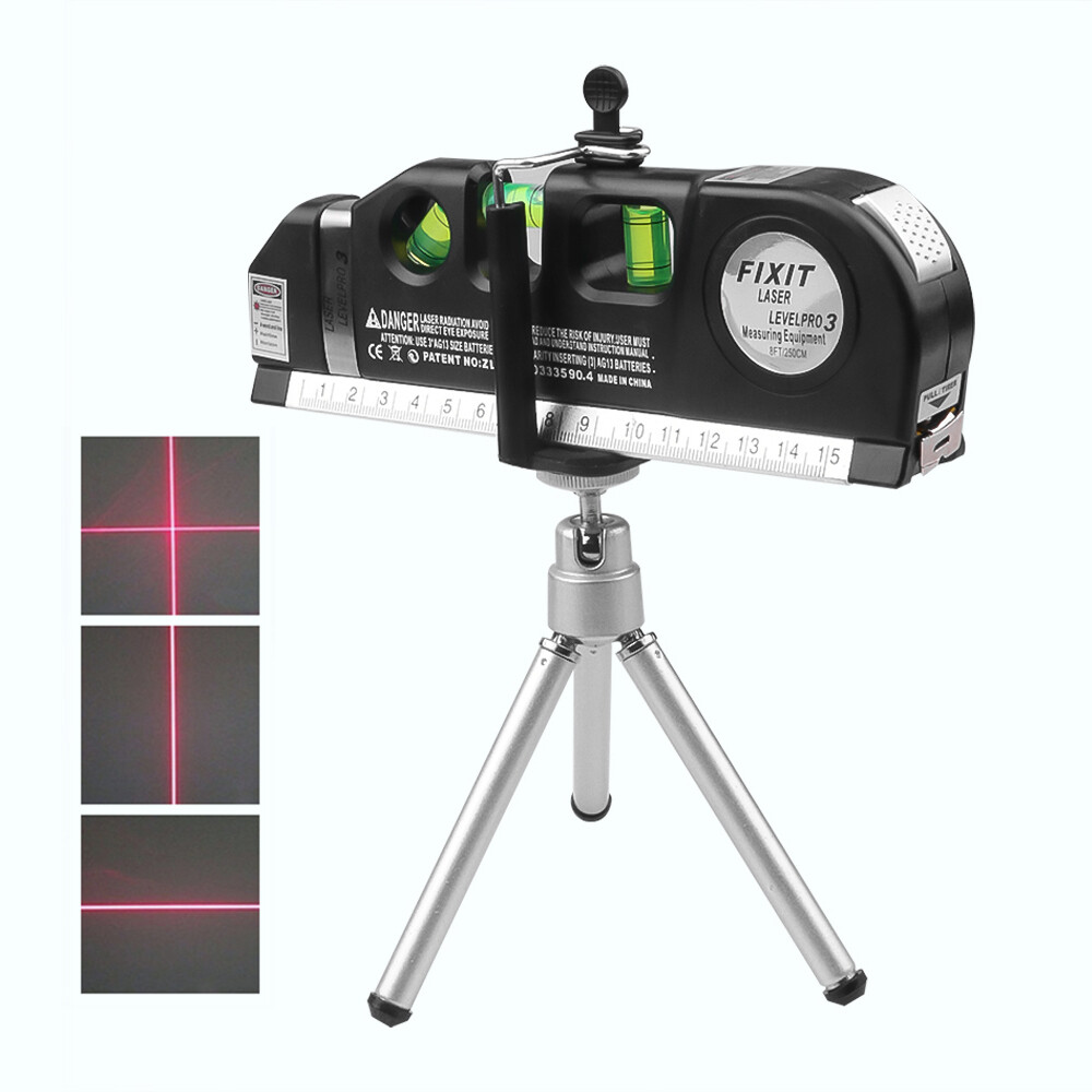 4 in 1 Infrared Laser Level 2.5m Tape Measure Cross Line Laser Tape Multifunction Level Laser Tools