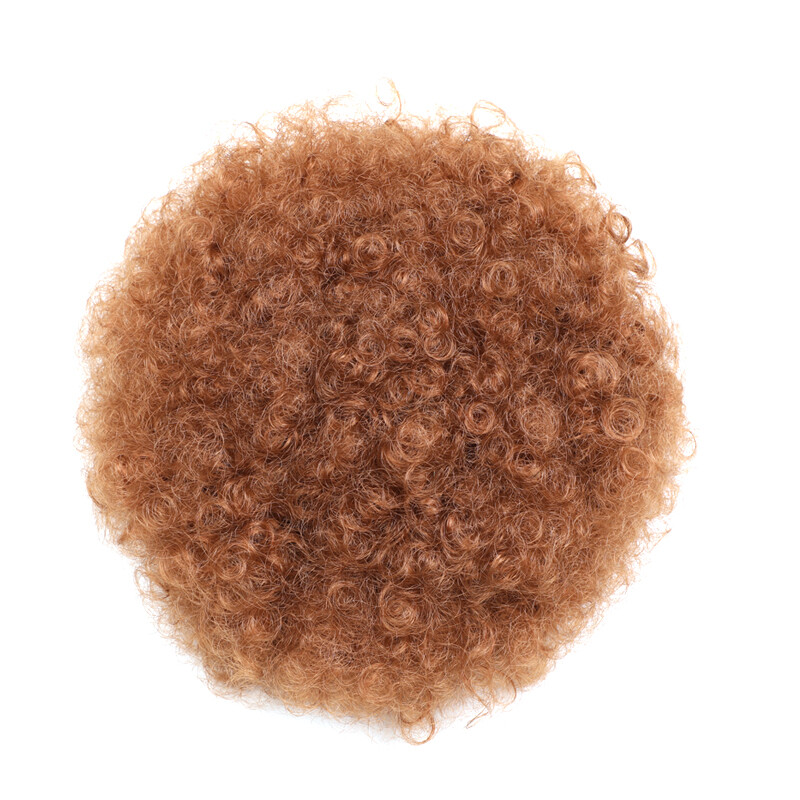 8inch Short Afro Puff Synthetic Hair Bun Chignon Hairpiece For Women Drawstring Ponytail Kinky Curly Updo Clip Hair Extensions