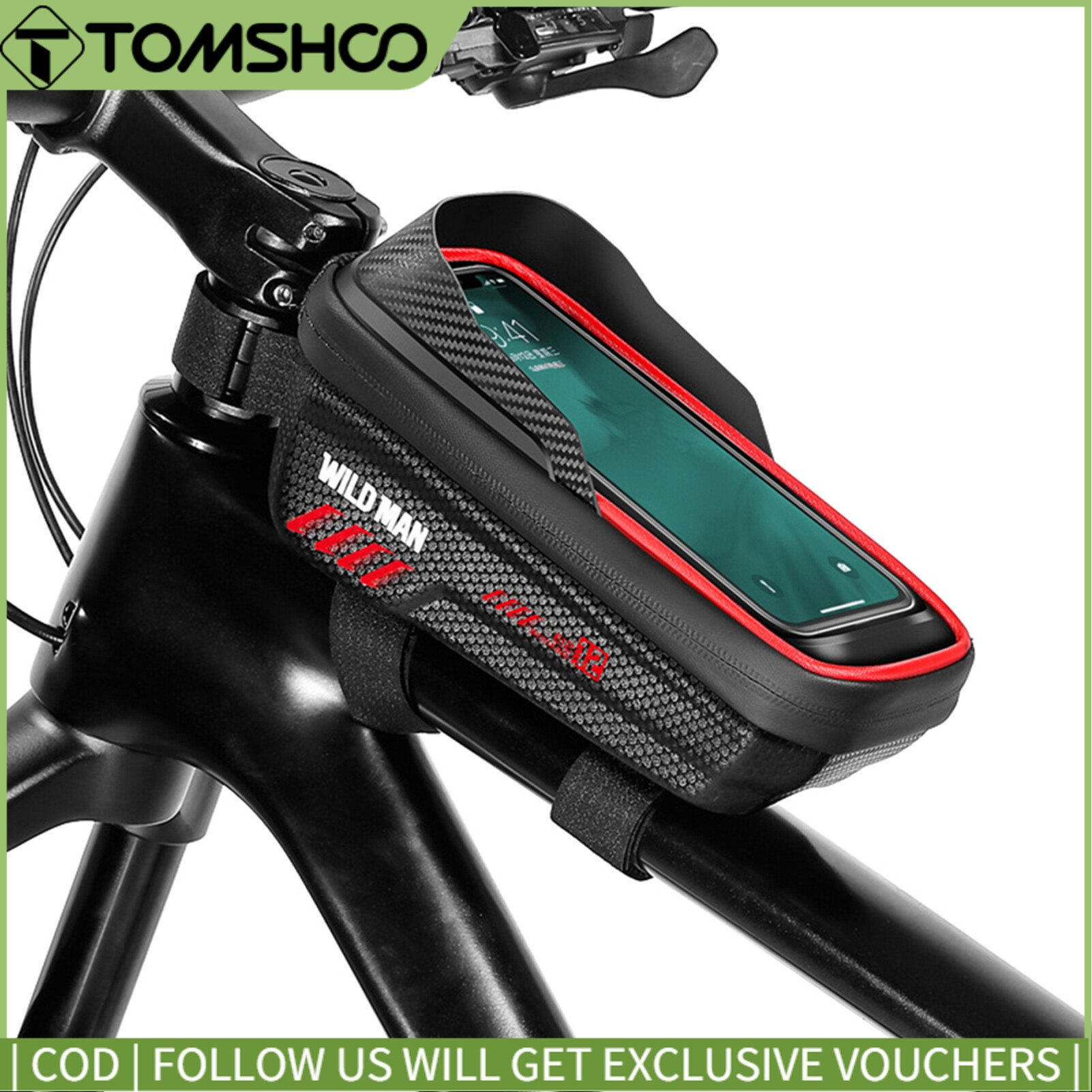Bike Phone Bag Waterproof Top Tube Bag Bicycle Touchscreen Phone Mount Bag Cycling Frame Bag Fits Cellphones Below 6.8''