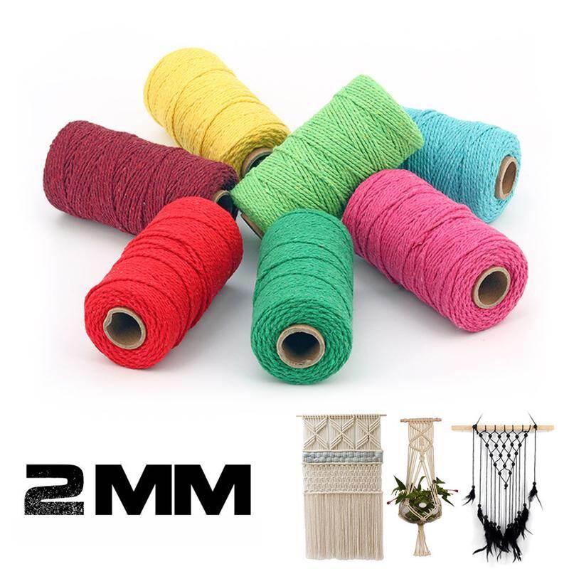 Pzcf Chỉ May 1 Cuộn Dây Màu Dệt Bện Thủ Công Dây Cotton 100M X 2Mm, Dây Macrame Tự Làm, Sợi Bông Màu