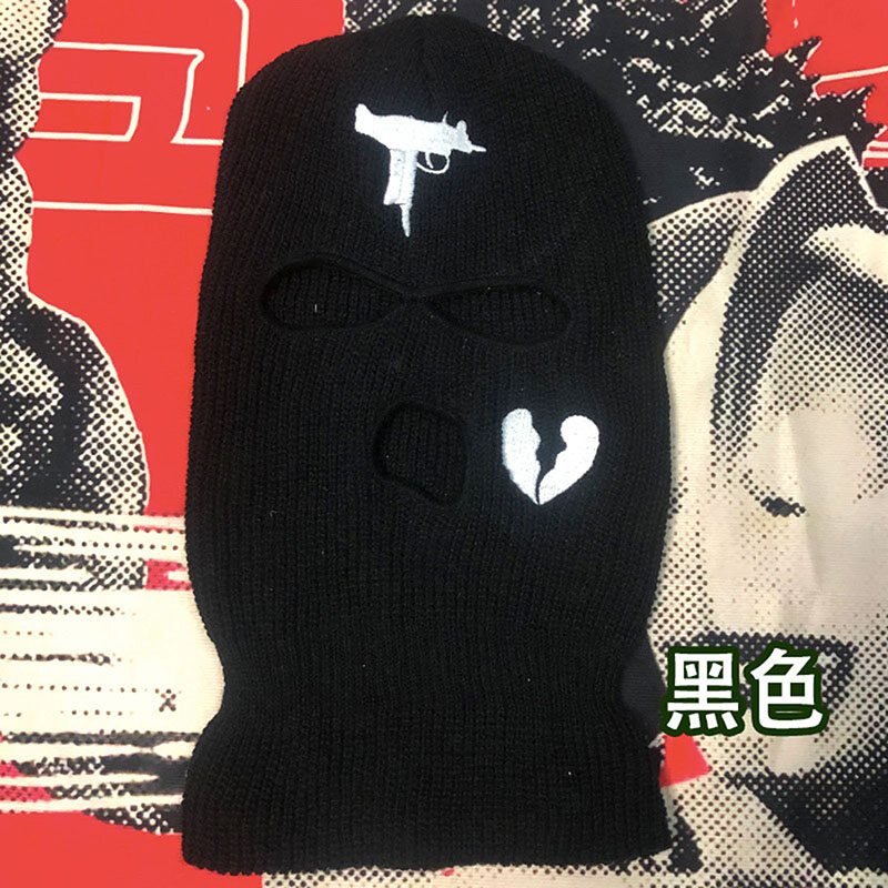 3-Hole Full Face Cover Thermal Knit Ski Mask Winter Warm Balaclava Cap for Outdoor Sports Resist The Cold Solid Color Beanies