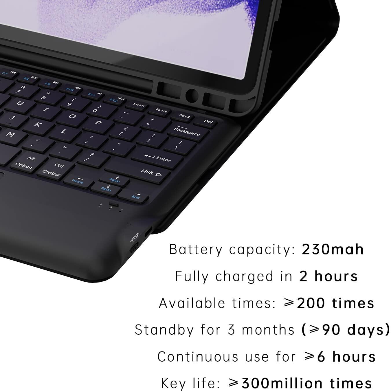 Touchpad Keyboard Case for Galaxy Tab S9 Plus 12.4 inch 2023, Smart Detachable Wireless Touchpad Keyboard Case for Samsung Tab S9 FE Plus 2023, Tab S8 Plus 2022, Tab S7 FE 2021, Tab S7 Plus 2020