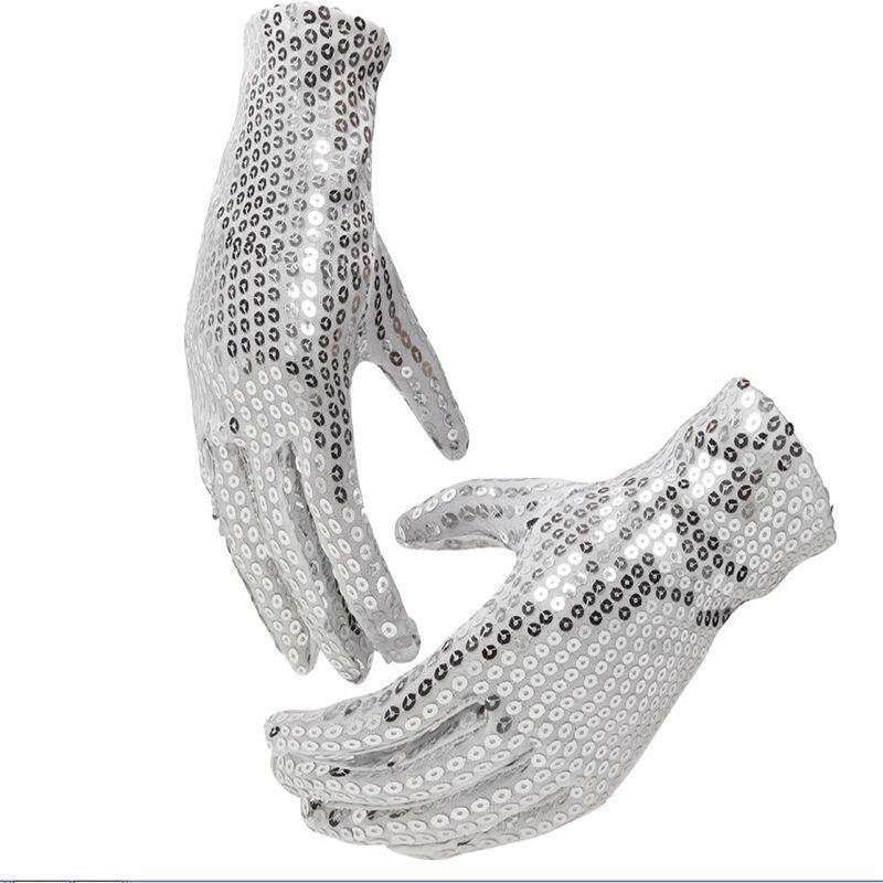XIANGYUN JX Kuhong 1 Pair Michael Jackson Silver Sequin Gloves Billy Jean King Of Pop Fancy Dress - intl