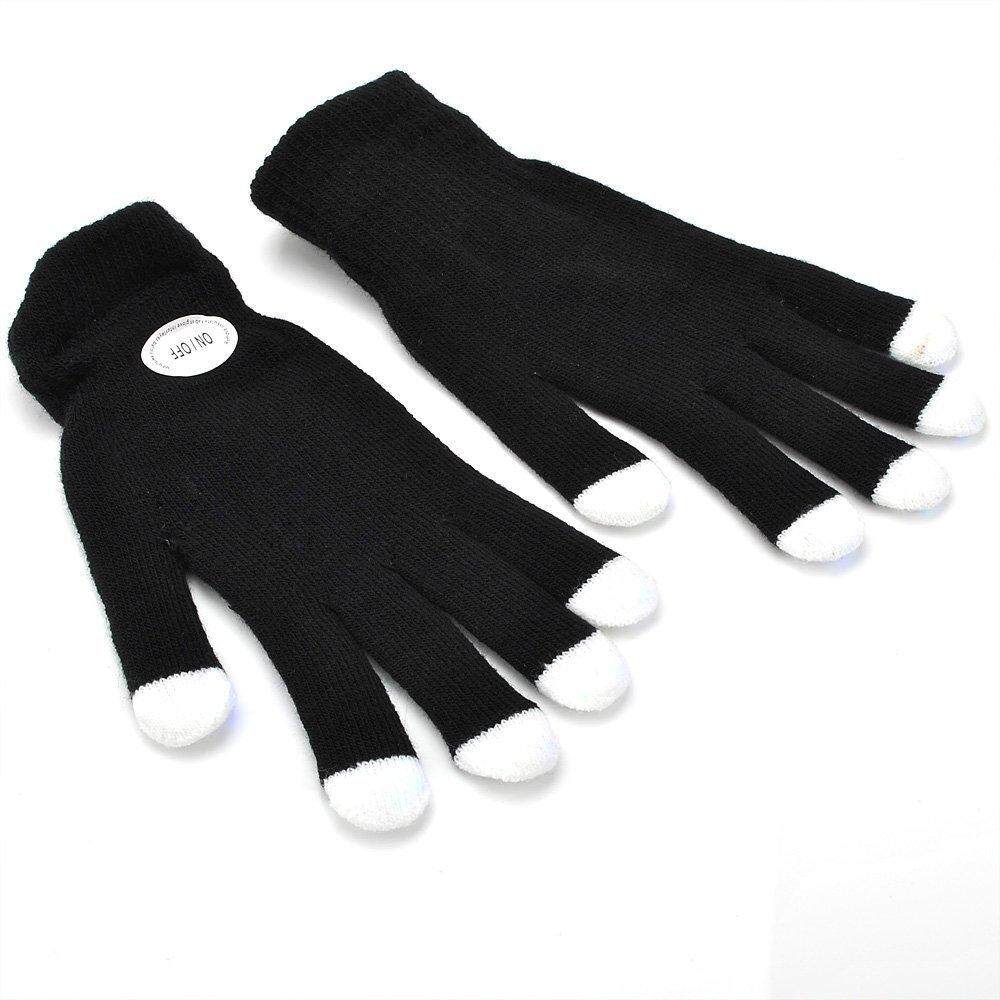 1 Pair Of 7 Mode LED Rave Light Finger Lighting Flashing Glow Gloves Black - intl