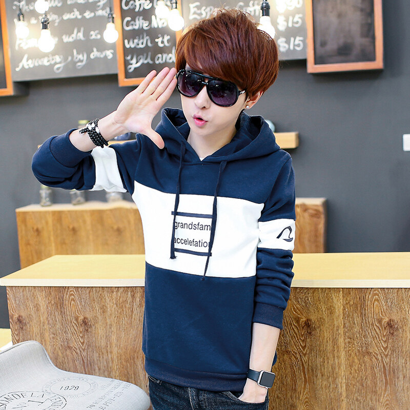 12 Big Kid Autumn Jacket Boy's Junior High School Long-Sleeved Hoodie (Black)