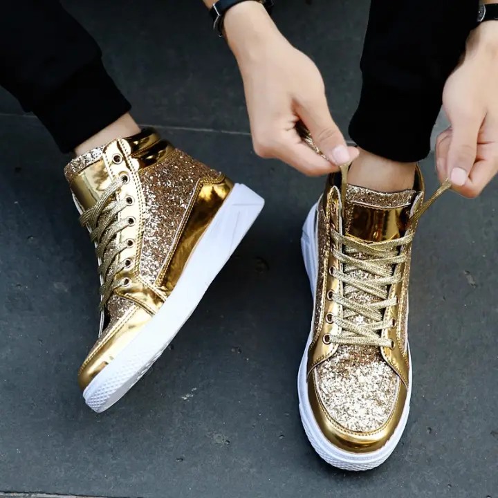 gold sneakers