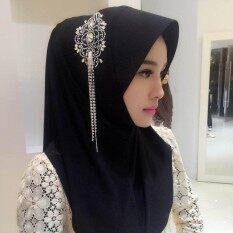 2017 Kerudung Muslim Dicetak Instan Syal Jersey Syal Kain Sifon Amiraslip Di Syal Wraps Ikat Kepala Wanita Length100cm-135cm Black Beauty COME10707