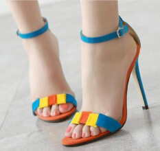 2017 Musim Panas Baru Bintang Suede Warna Pertarungan Kata dengan Sederhana Liar Denda dengan Bertumit Tinggi Wanita Sandal Fd558-5 (biru)