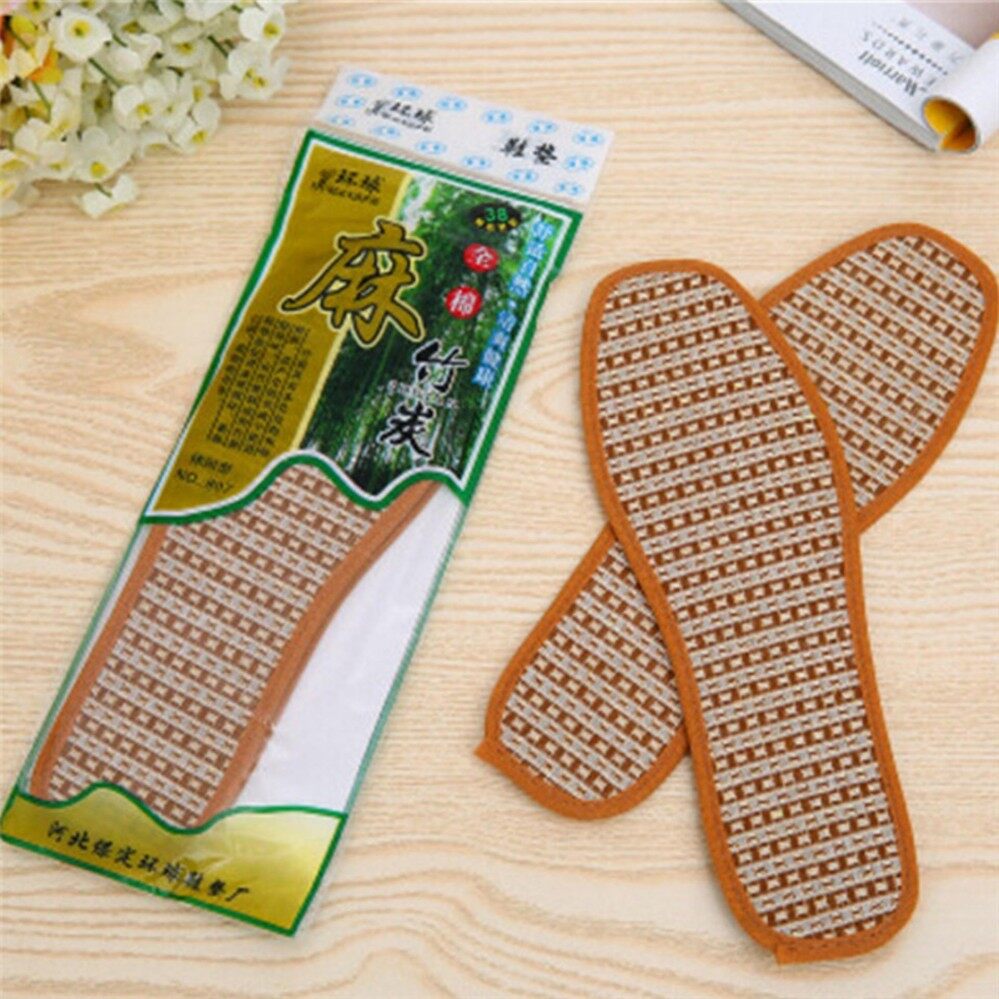 2 Pair Bernapas Anti-Bakteri Arang Bambu Tenunan Tangan Sol Dalam Alas Sepatu Ukuran Asia: 44-Intl