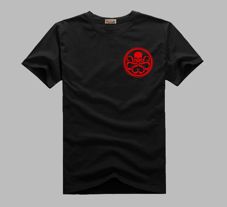 Agen S.h.i.e.l.d. Eagle Hydra Dicetak Lengan Pendek T-shirt Pria Musim Panas Kasual Aliansi Kaos Fashion Tops Hitam 03-Internasional