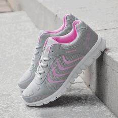 Allwin Kasual Bernapas Mesh Nyaman Menjalankan Olahraga Sepatu Pakaian Sehari-hari Sneakers Grey & Pink 36-Intl