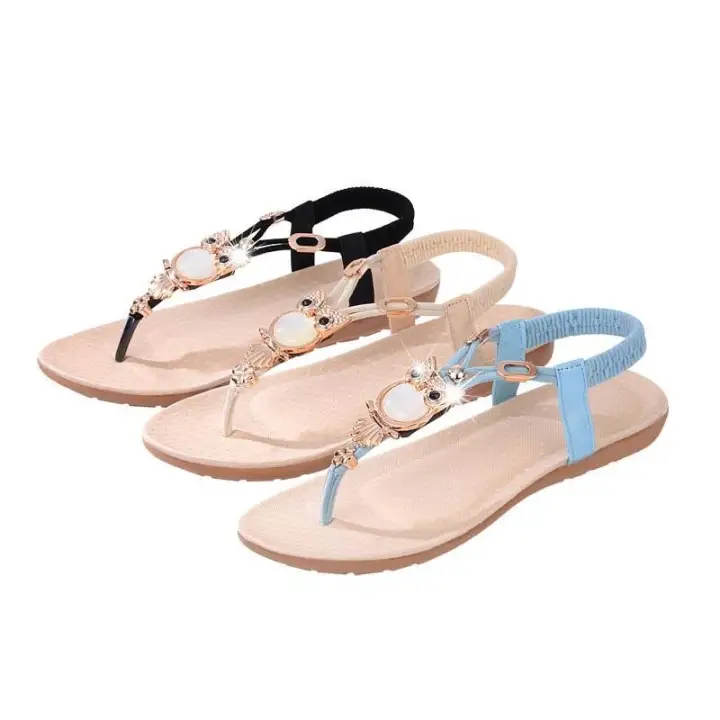Amart Fashion Summer Women Sandals Owl Bead Comfortable Beach Flip