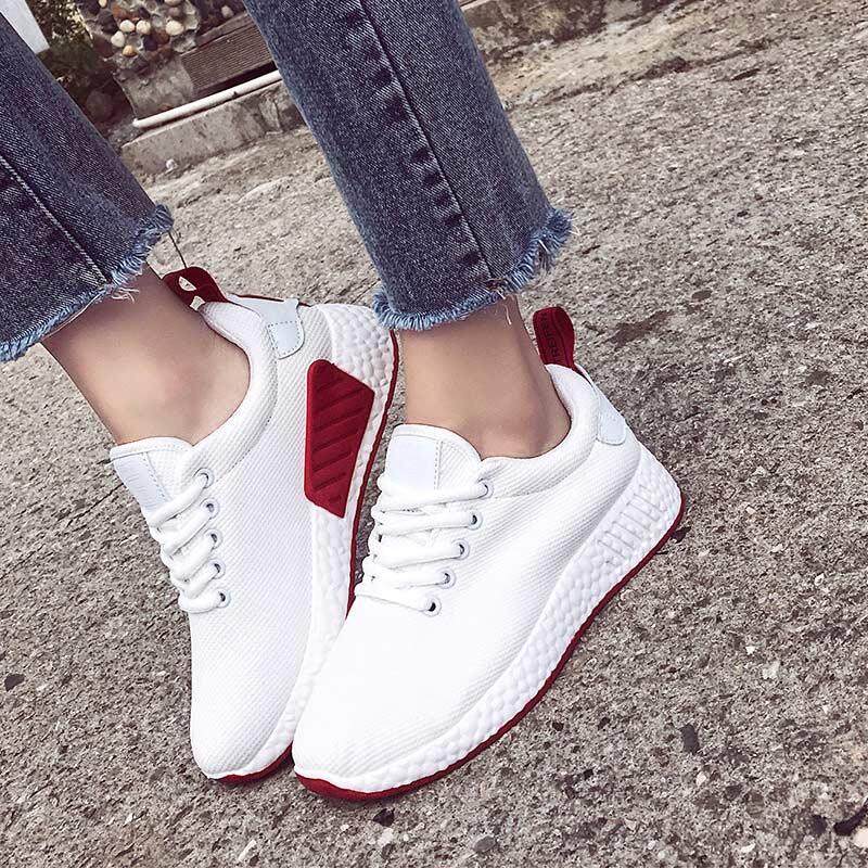 Amart Korea Modis Wanita Dapat Bersirkulasi Lari Sepatu Sneakers Renda Hingga Nyaman Pecinta-Internasional