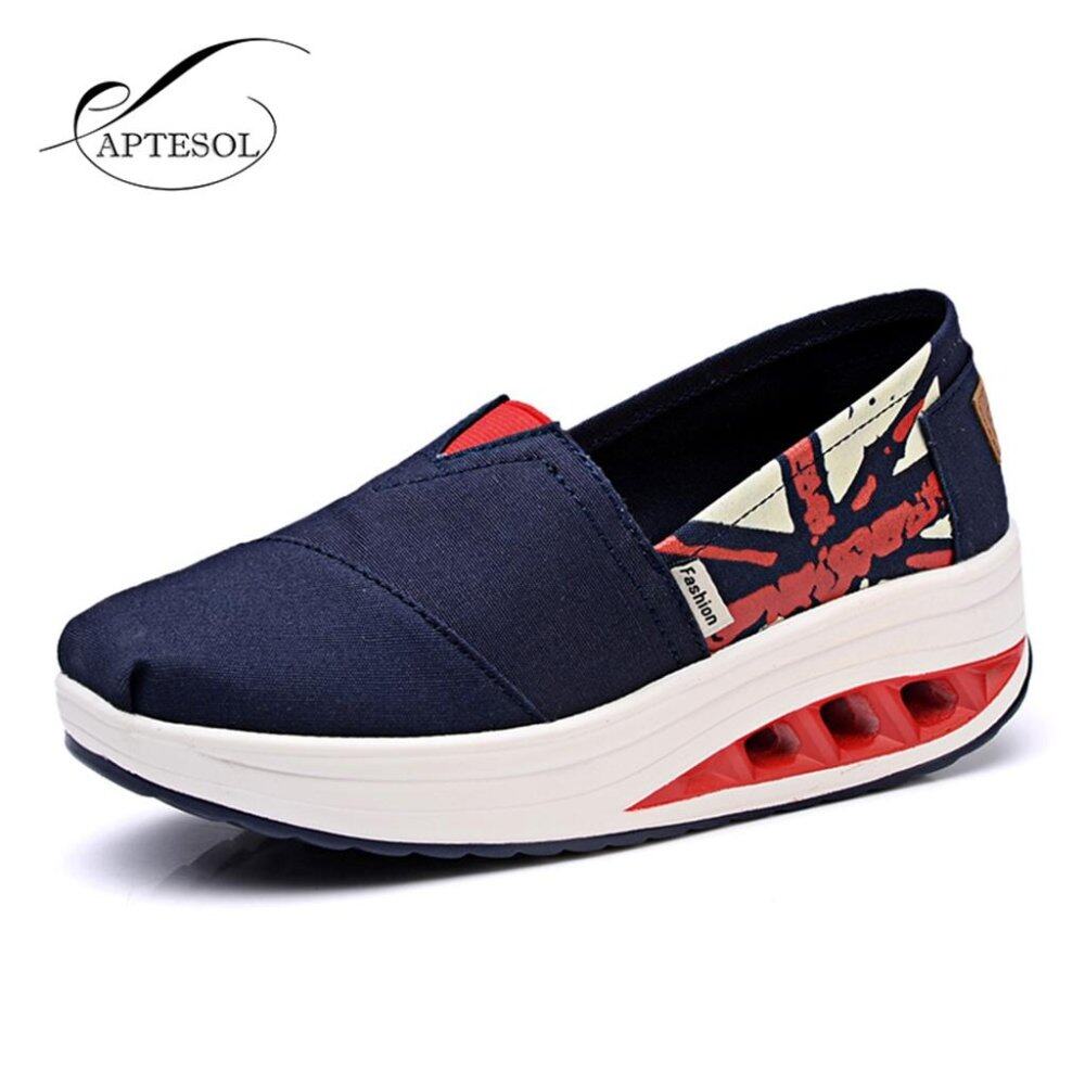 New Height Increasing Shoes Casual Women Swing Star Breathable Canvas Wedges Shoes EU35-40