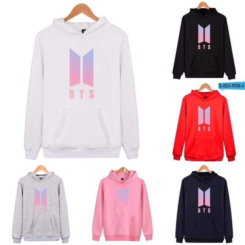 Ashley Mungkin 6 Warna Seksi Kaus Bertudung Sweter Tanpa Kancing Pria/Wanita Modis Atasan Plus Dicetak Lengan Panjang Bulu Tipis BTS kpop Hoodie Mantel Jaket Ukuran XS-XXXXL-Merah-XS-Internasional