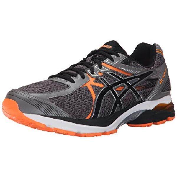 ASICS Mens GEL Flux 3 Running Shoe, Carbon/Black/Hot Orange, US - intl