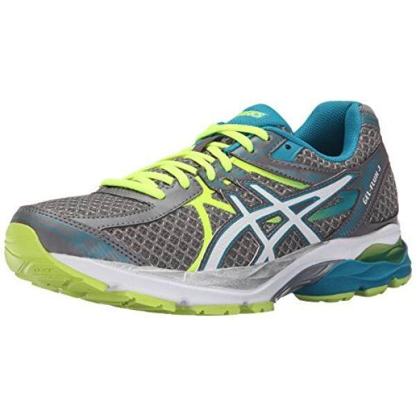 Asics Wanita Gel Fluks 3 Lari Shoe, Titanium/Putih/Enamel Biru, 6.5 M Kami-Internasional
