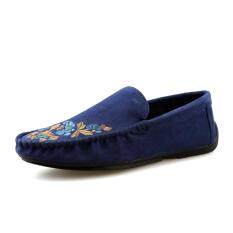 Musim Gugur dan Musim Dingin Plus Kasmir Kacang Polong Sepatu Pria Fashion Peas Sepatu Nyaman Set Sepatu Kulit, Sepatu Kasual Bisnis Jual Biru